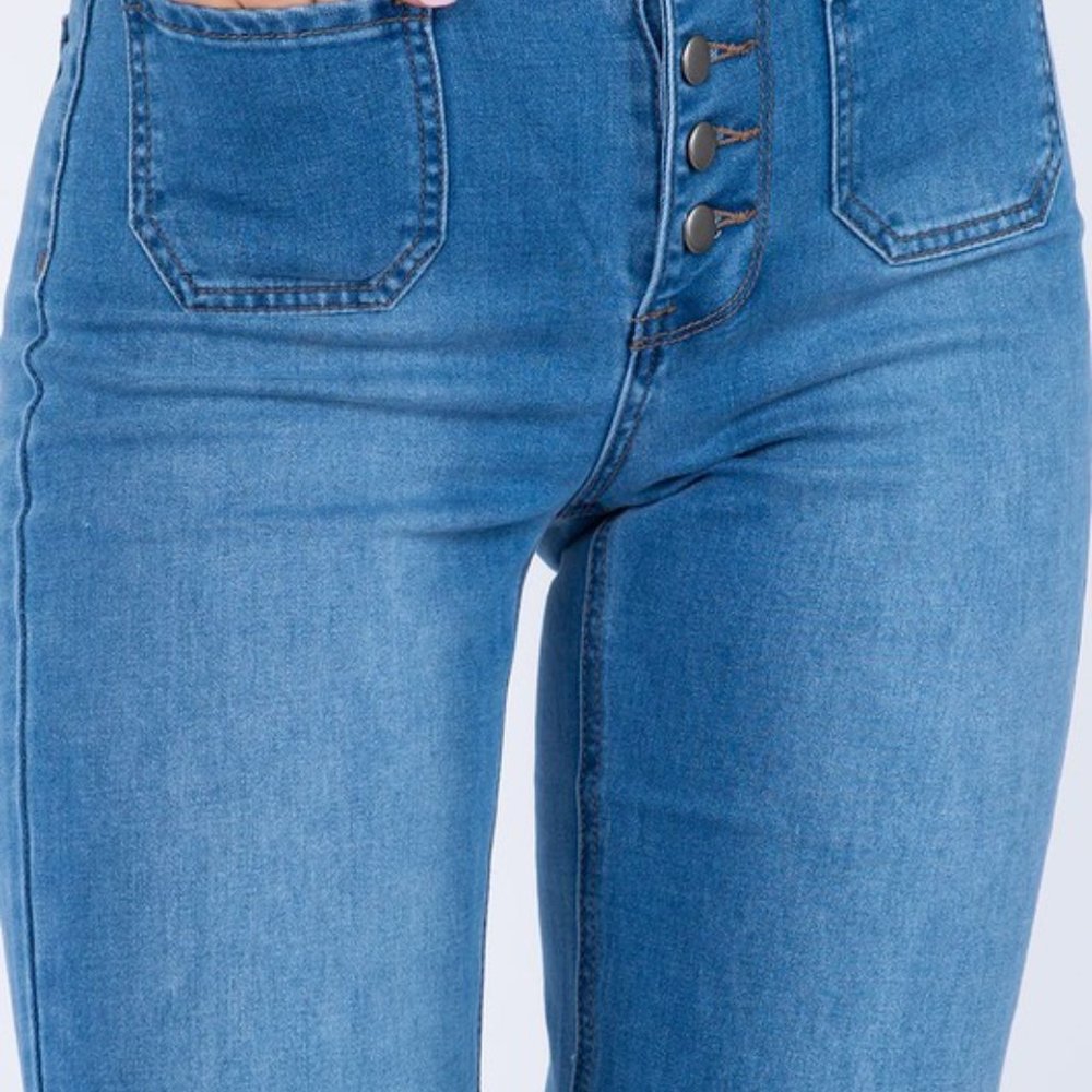 Button Fly Bell Bottom Pants - Picture 2 of 4